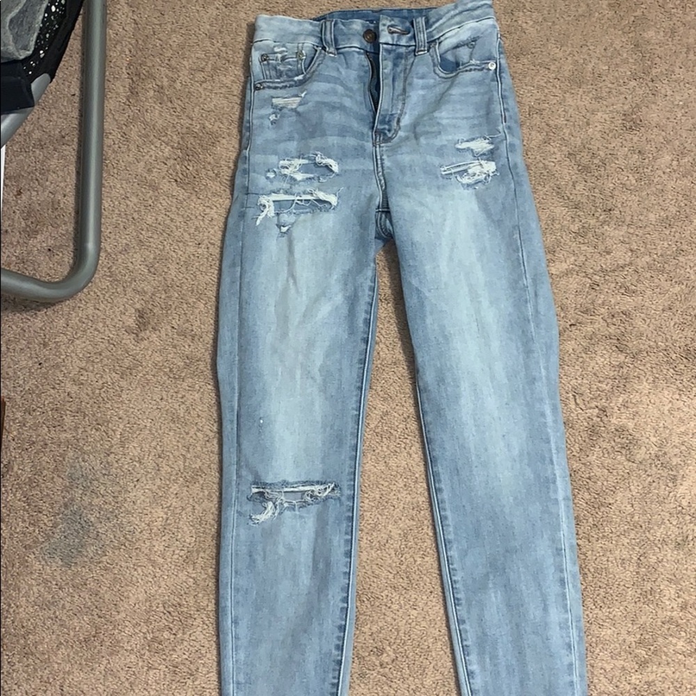 Light wash high rise jeans